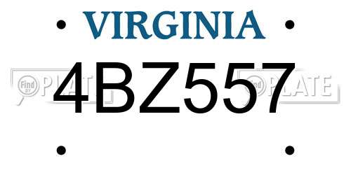 4BZ557 Virginia License Plate