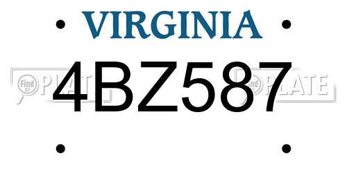 4BZ587 Virginia License Plate