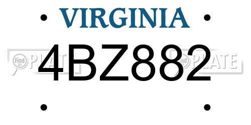 4BZ882 Virginia License Plate