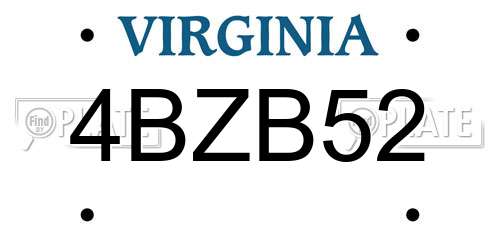 4BZB52 Virginia License Plate