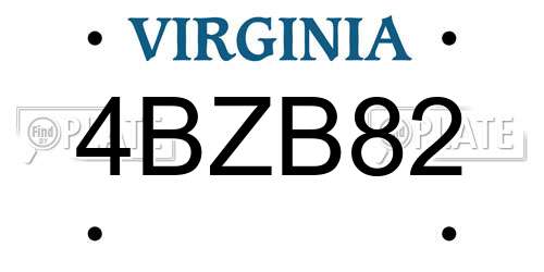 4BZB82 Virginia License Plate