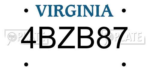 4BZB87 Virginia License Plate