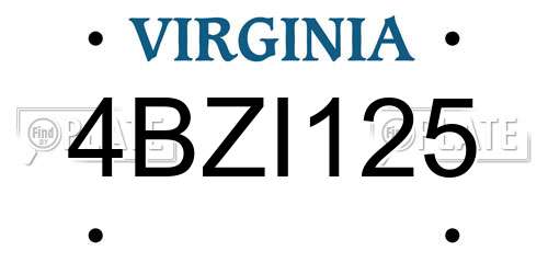 4BZI125 Virginia License Plate