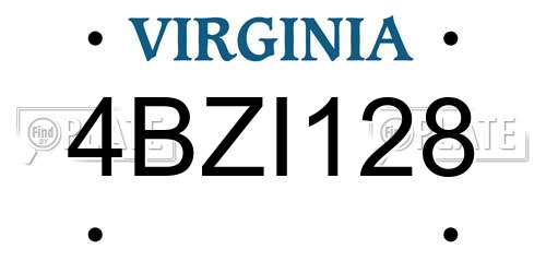 4BZI128 Virginia License Plate