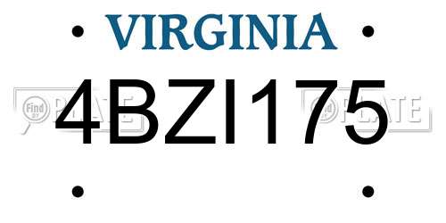 4BZI175 Virginia License Plate