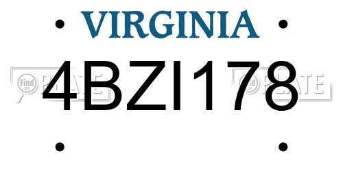 4BZI178 Virginia License Plate