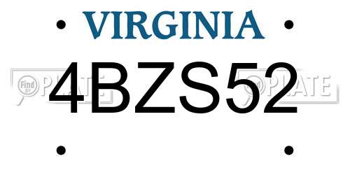 4BZS52 Virginia License Plate