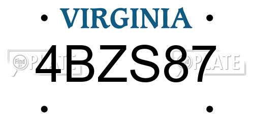 4BZS87 Virginia License Plate