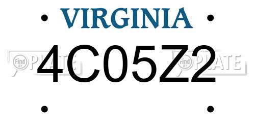 4C05Z2 Virginia License Plate