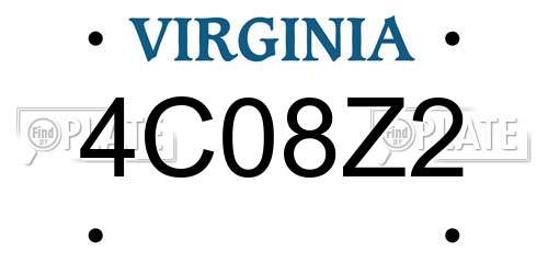 4C08Z2 Virginia License Plate