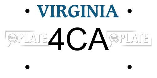 4CA Virginia License Plate