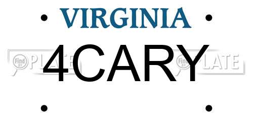 4CARY Virginia License Plate