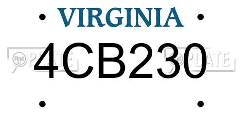 4CB230 Virginia License Plate