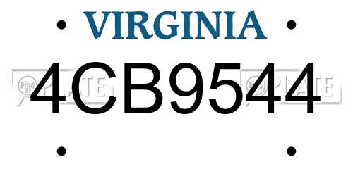 4CB9544 Virginia License Plate