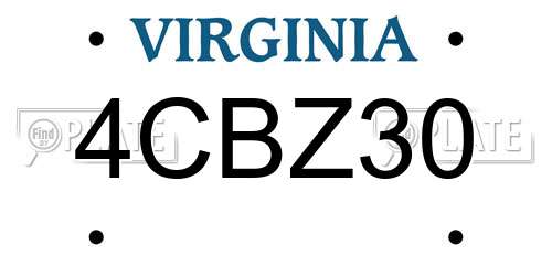 4CBZ30 Virginia License Plate