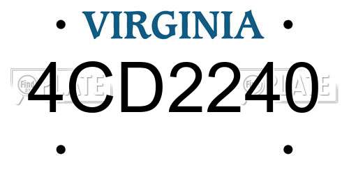 4CD2240 Virginia License Plate
