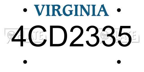 4CD2335 Virginia License Plate
