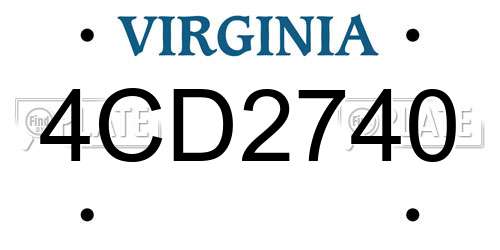 4CD2740 Virginia License Plate