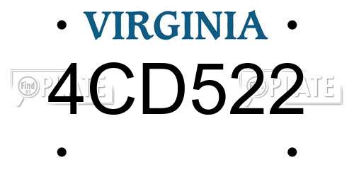 4CD522 Virginia License Plate