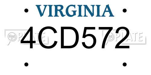 4CD572 Virginia License Plate