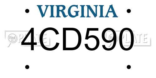 4CD590 Virginia License Plate