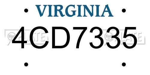4CD7335 Virginia License Plate