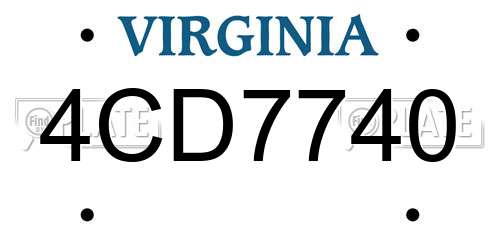 4CD7740 Virginia License Plate