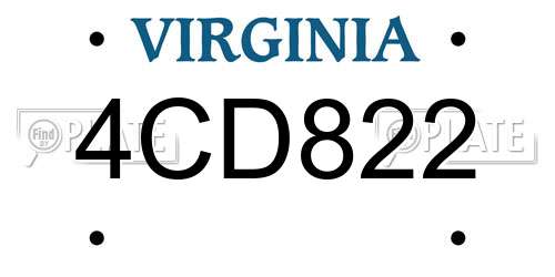 4CD822 Virginia License Plate