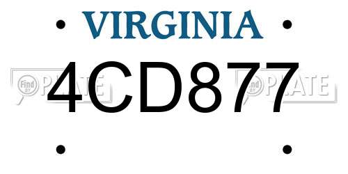 4CD877 Virginia License Plate