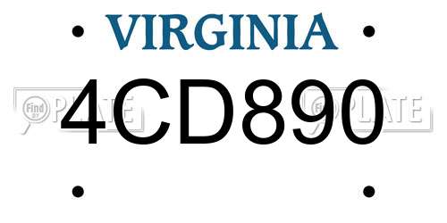 4CD890 Virginia License Plate