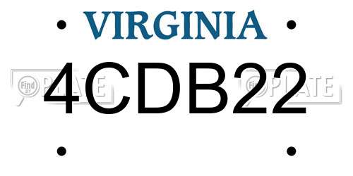 4CDB22 Virginia License Plate