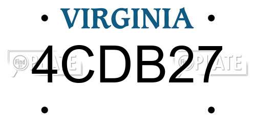 4CDB27 Virginia License Plate