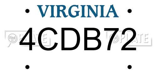 4CDB72 Virginia License Plate