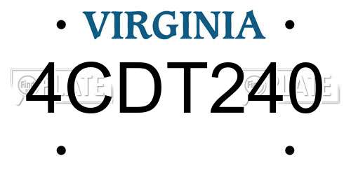 4CDT240 Virginia License Plate