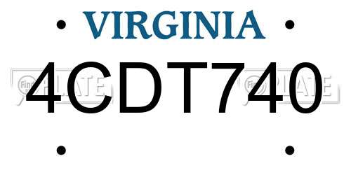 4CDT740 Virginia License Plate