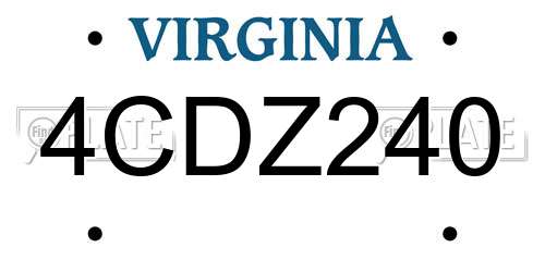 4CDZ240 Virginia License Plate