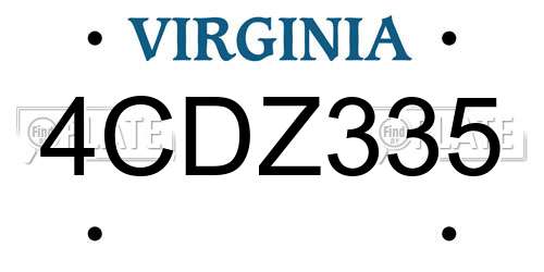 4CDZ335 Virginia License Plate