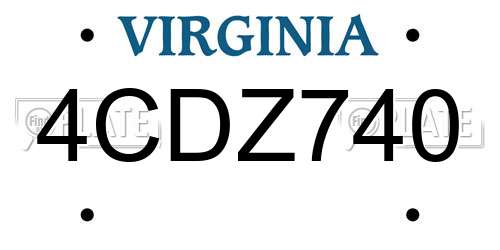 4CDZ740 Virginia License Plate