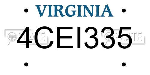 4CEI335 Virginia License Plate