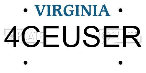 4CEUSER Virginia License Plate