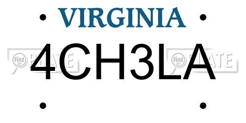 4CH3LA Virginia License Plate