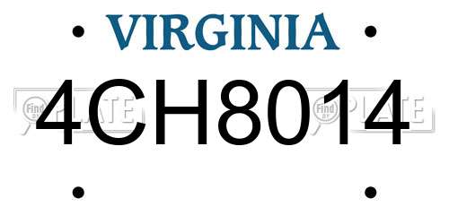 4CH8014 Virginia License Plate