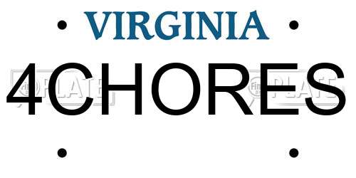 4CHORES Virginia License Plate