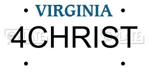 4CHRIST Virginia License Plate