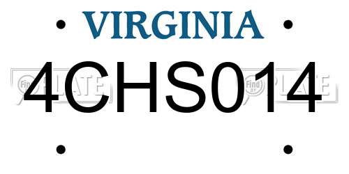 4CHS014 Virginia License Plate