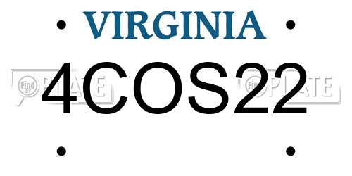 4COS22 Virginia License Plate