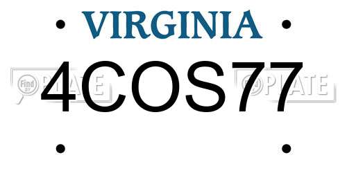 4COS77 Virginia License Plate