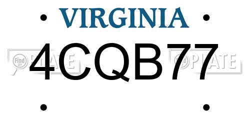 4CQB77 Virginia License Plate