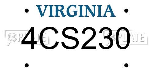 4CS230 Virginia License Plate
