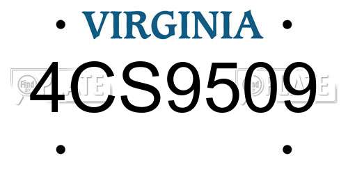 4CS9509 Virginia License Plate